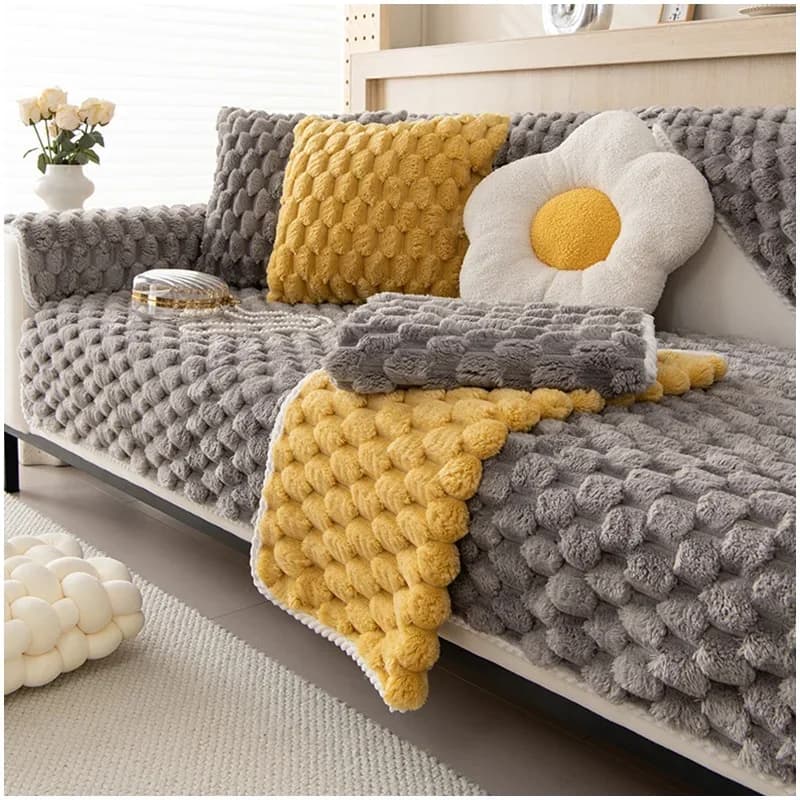 Uniwersalny, Pluszowy Pokrowiec na Sofę z Ciepłym Kocem na Zimę 🛋️