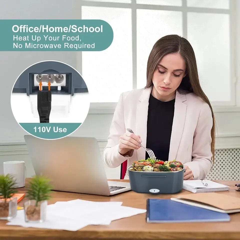 Elektryczne Pudełko na Lunch 1.5L 60W, Przenośne, Do Samochodu i Domu, Nie Przecieka, Podgrzewanie w Mikrofalówce dla Kierowców 🍲
