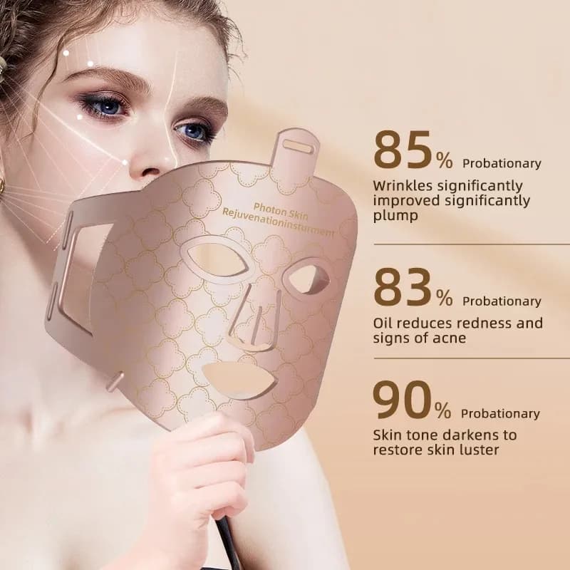 Maska do twarzy LED 850nm, 8 kolorów, terapia światłem czerwonym, odmładzanie skóry 🌈