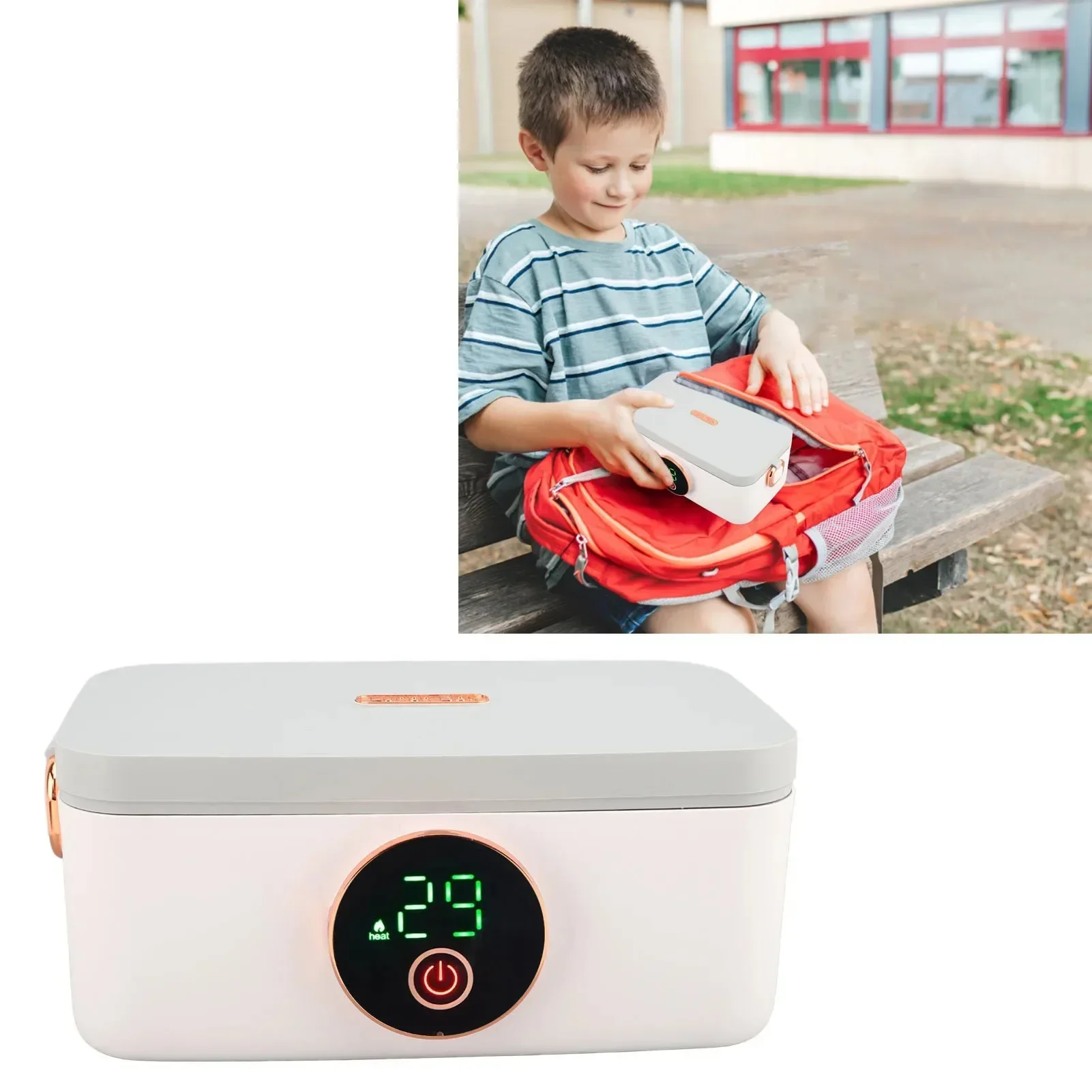 Przenośne Pudełko do Podgrzewania Lunchu 1L, USB, Bezprzewodowe, Wyświetlacz LED, Typ-C 🍱