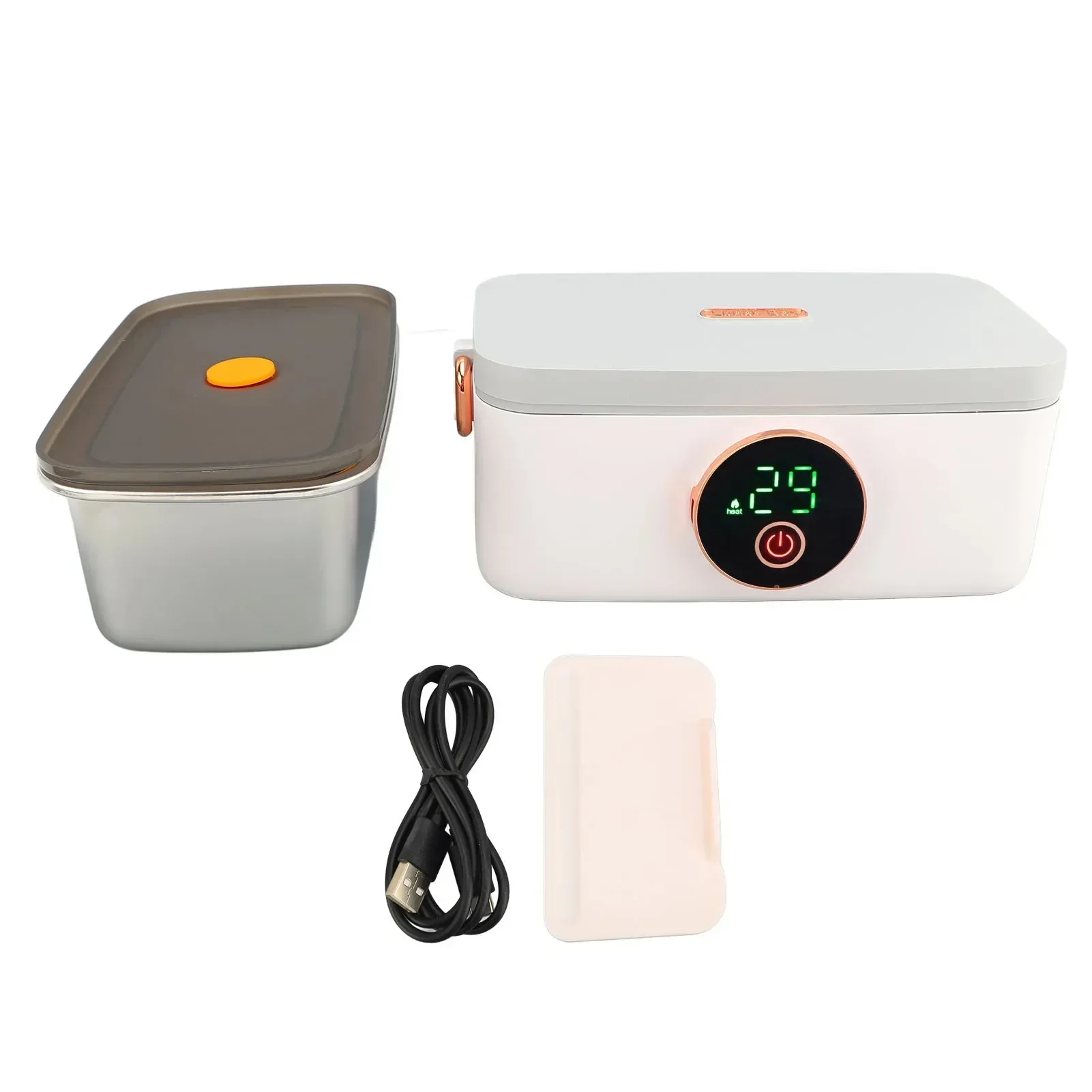 Przenośne Pudełko do Podgrzewania Lunchu 1L, USB, Bezprzewodowe, Wyświetlacz LED, Typ-C 🍱