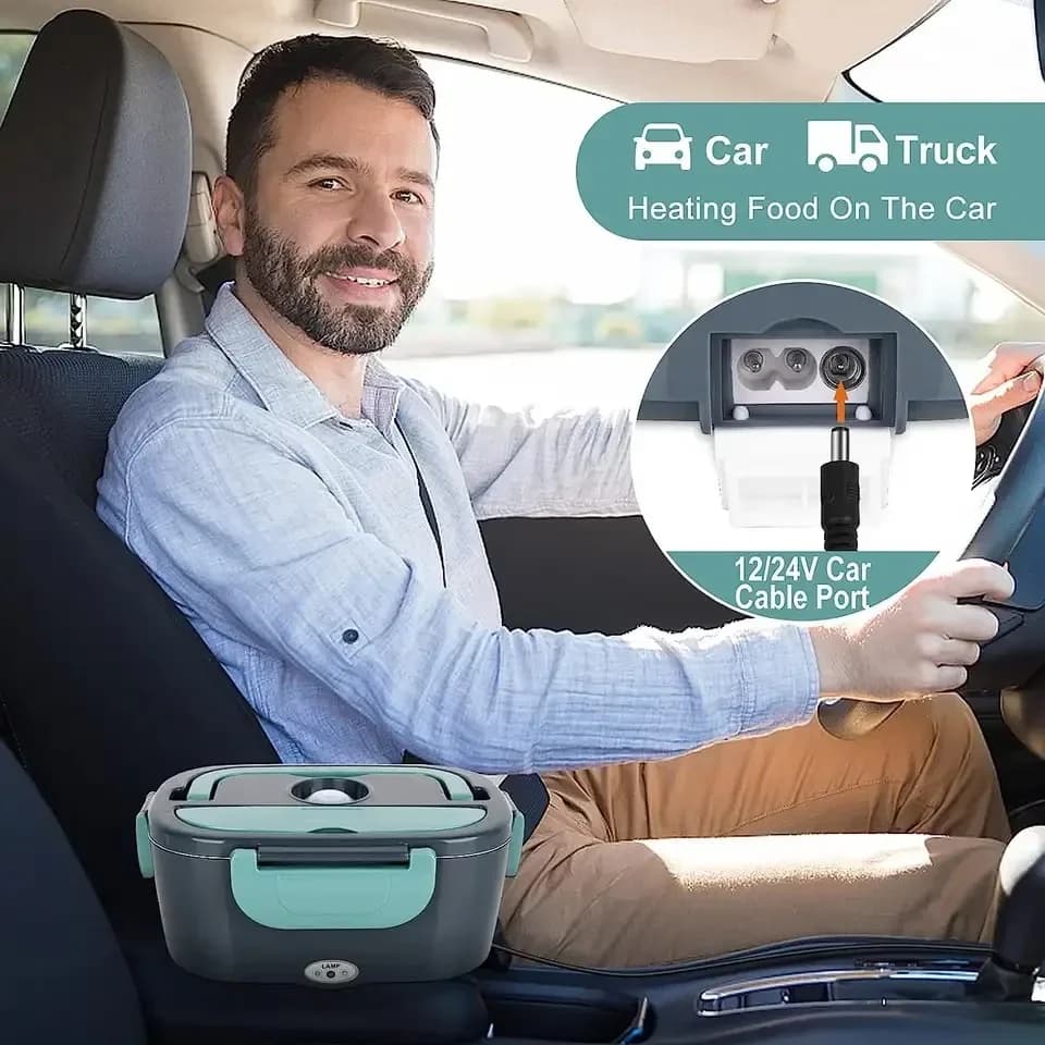 Elektryczne Pudełko na Lunch 1.5L 60W, Przenośne, Do Samochodu i Domu, Nie Przecieka, Podgrzewanie w Mikrofalówce dla Kierowców 🍲