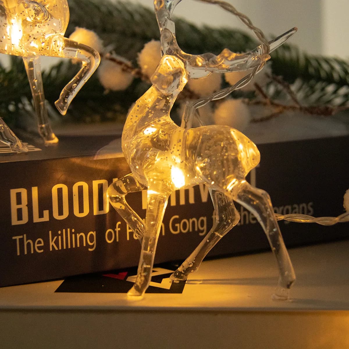 1.5/3m 3D świąteczne światełka w kształcie renifera na baterie łańcuchy świetlne wewnętrzne dekoracyjne światła LED na dekoracje  i na choinkę