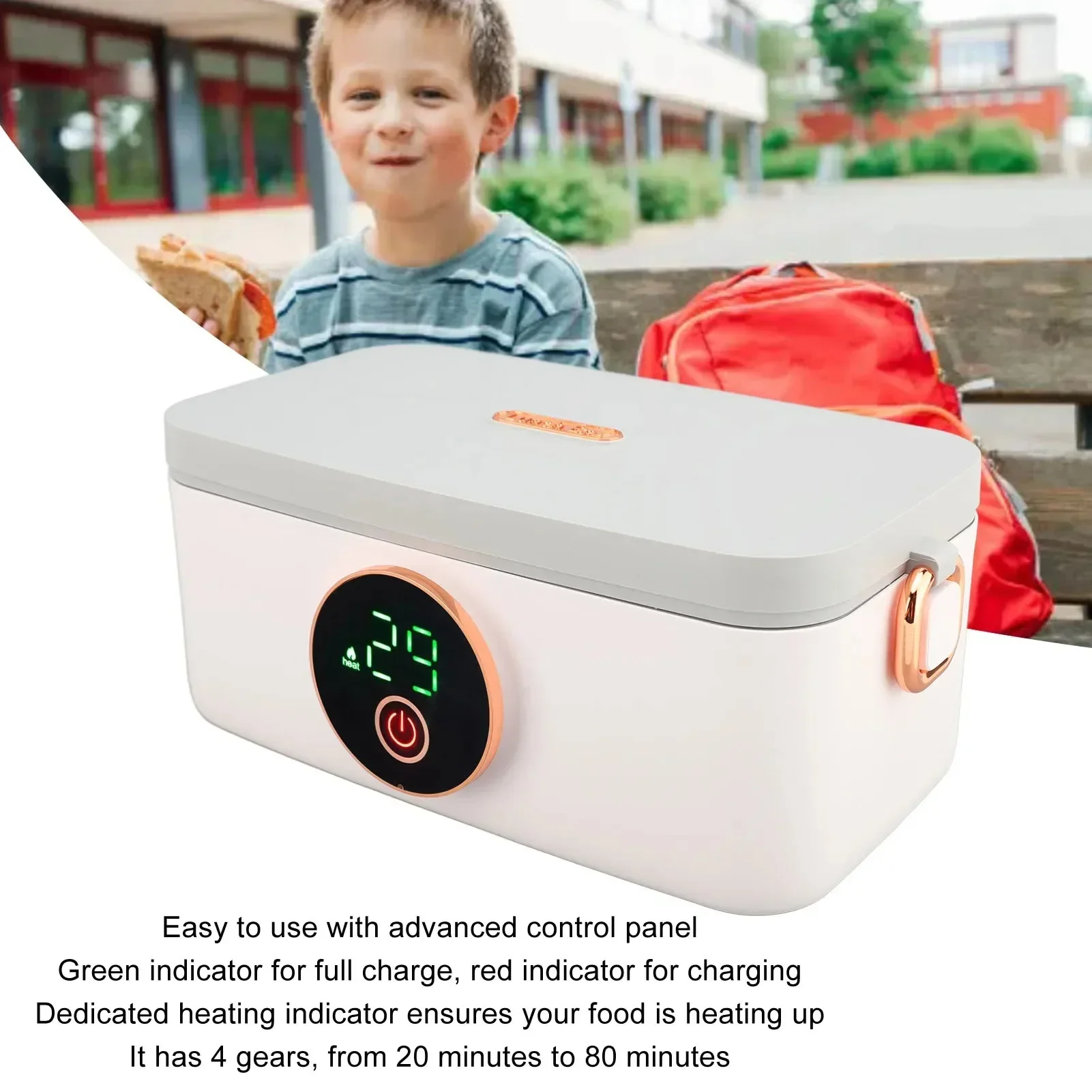 Przenośne Pudełko do Podgrzewania Lunchu 1L, USB, Bezprzewodowe, Wyświetlacz LED, Typ-C 🍱