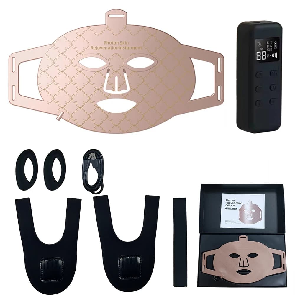 Maska do twarzy LED 850nm, 8 kolorów, terapia światłem czerwonym, odmładzanie skóry 🌈